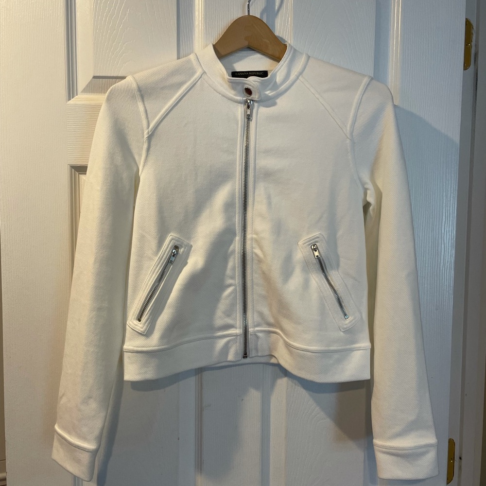Banana Republic white moto jacket